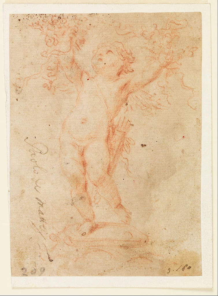 Cupido solleva mazzi di fiori con entrambe le braccia - Cooper Hewitt, Smithsonian Design Museum, New York